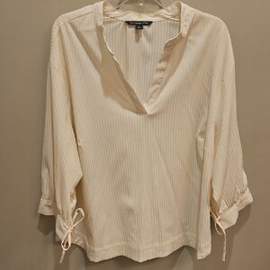 Zac & Rachel Cream Relaxed Tie Sleeve Blouse